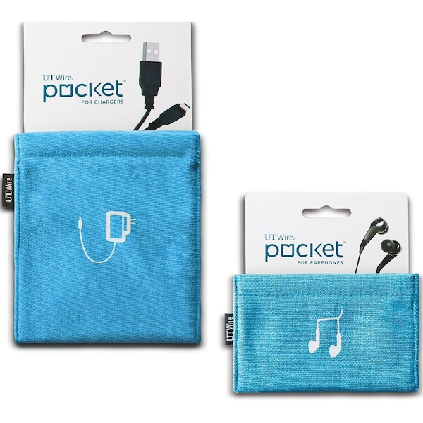 UT Wire Pocket Earbud Charger Case Pouch- Blue